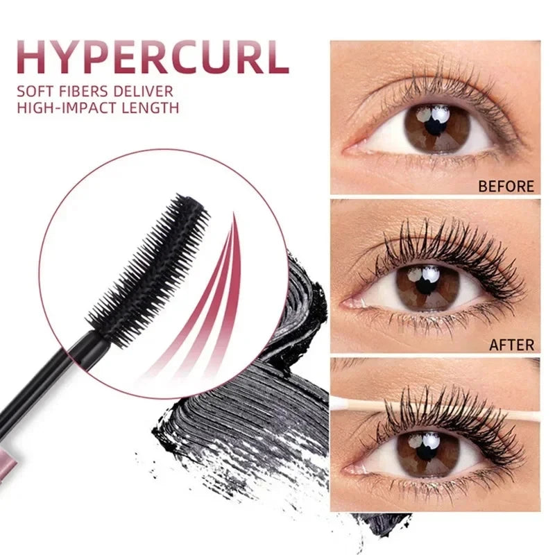 Mascara 4D allongeant extensions cils femme waterproof séchage rapide longue tenue grands yeux