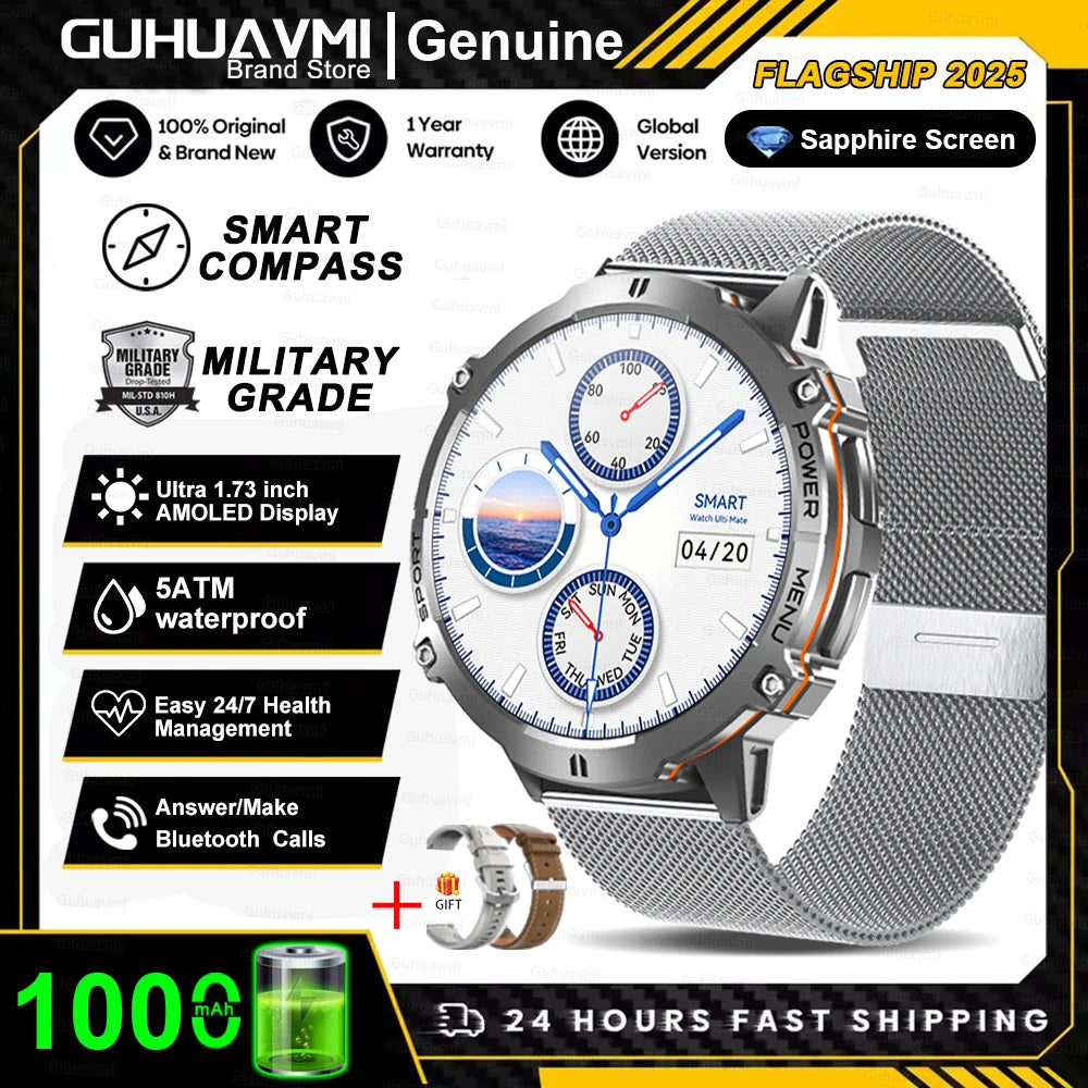 T-rex 3 qualité militaire 1000mAh batterie montre intelligente 10ATM étanche GPS boussole altimètre appel AMOLED hommes natation sport Smartwatch