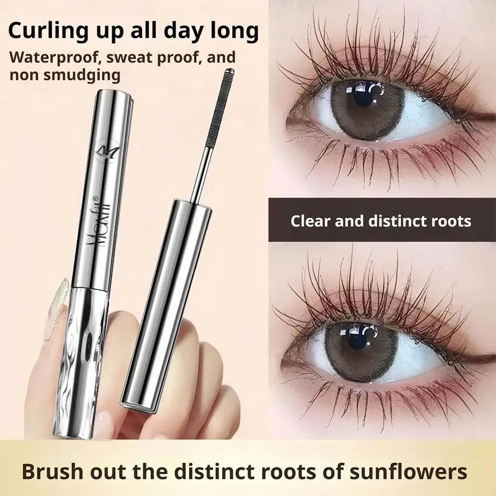 Mascara tube acier longue tenue waterproof base cils naturels recourbés 3D allongeant yeux