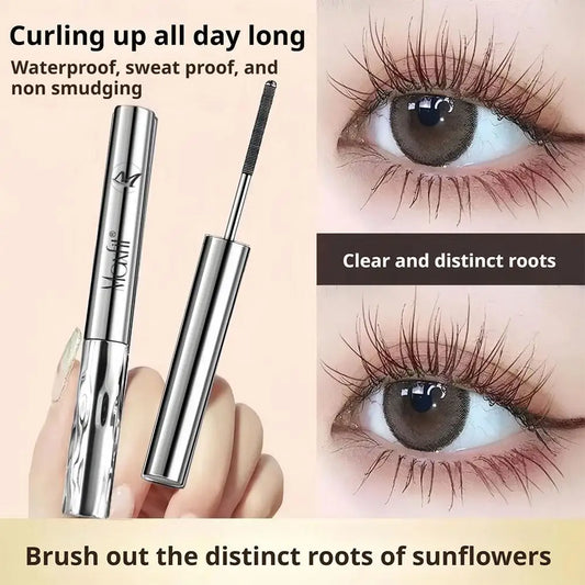 Mascara tube acier longue tenue waterproof base cils naturels recourbés 3D allongeant yeux