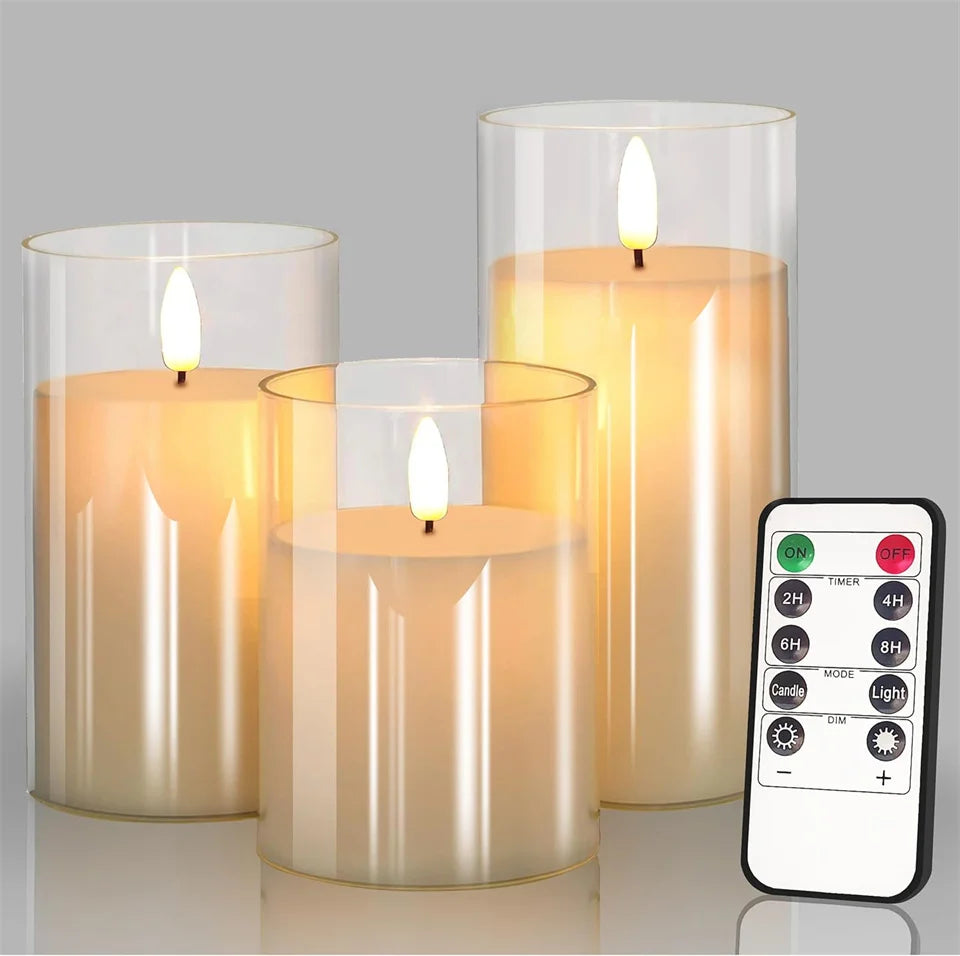 LED Flameless Wax Candles with Remote & Timer – Realistic Flickering Candles for Home Decor