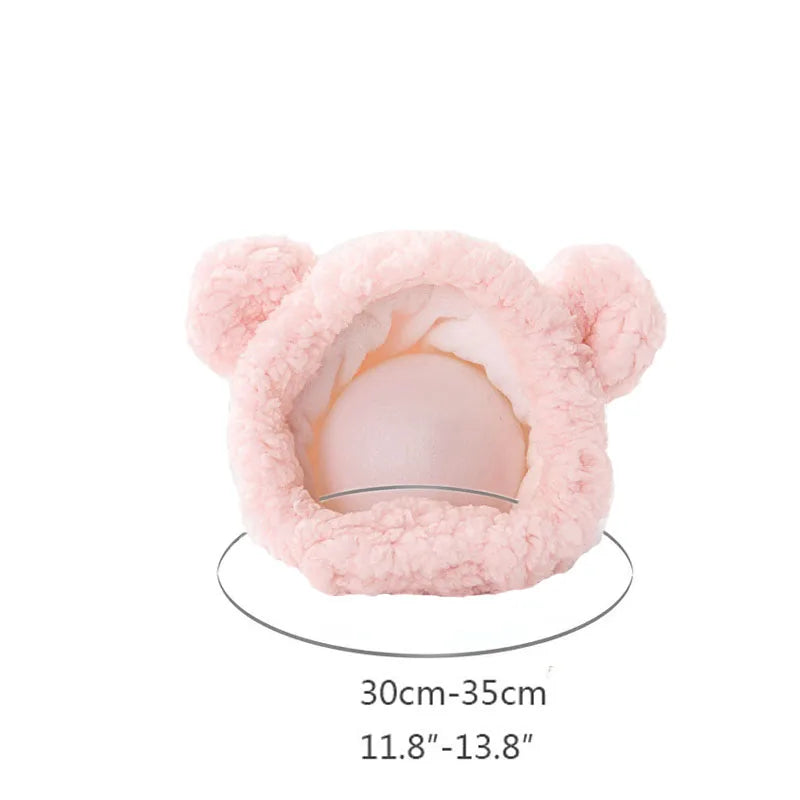 Cute Bear & Bunny Hooded Pet Hat – Soft Velvet Winter Costume for Cats & Dogs