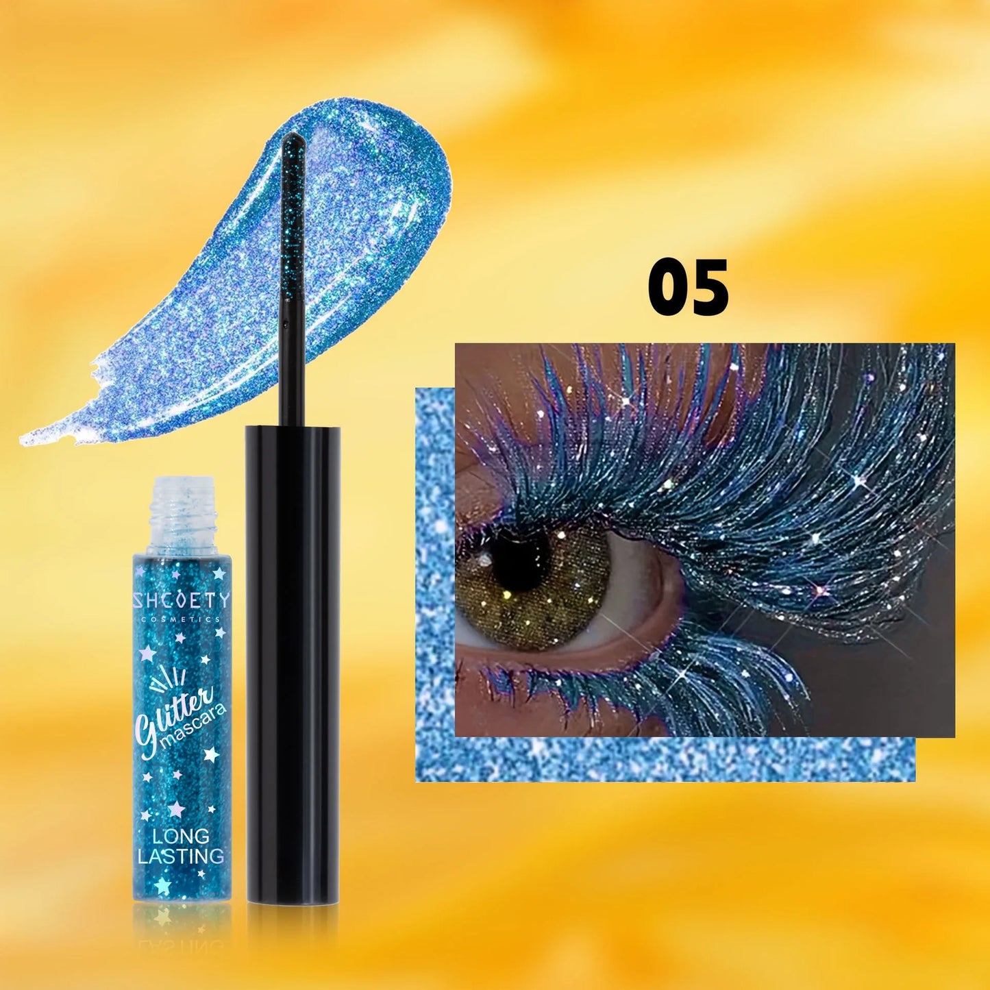 Mascara pailleté 5 couleurs or diamant perlé waterproof séchage rapide cils recourbés extensions coloré maquillage