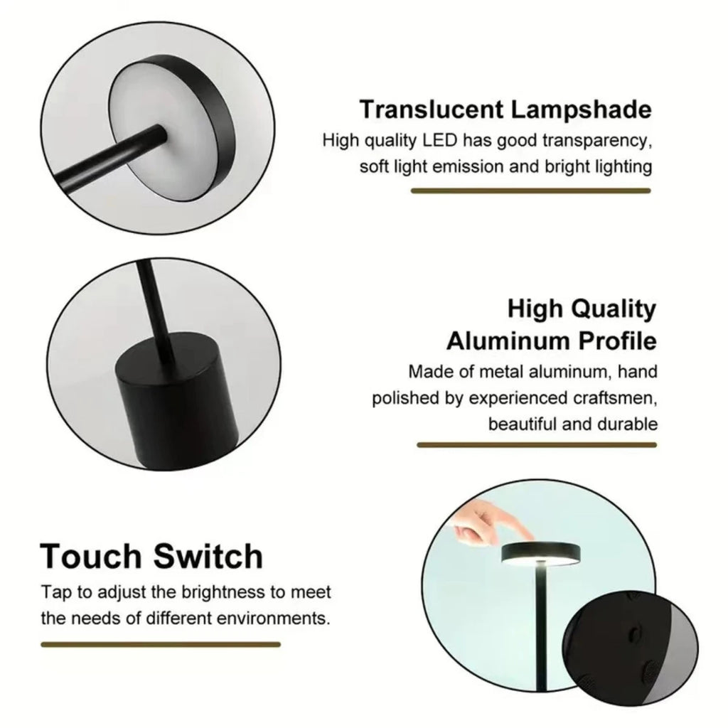LED Ambient Table Lamp – USB Rechargeable Touch-Control Dimmable Night Light