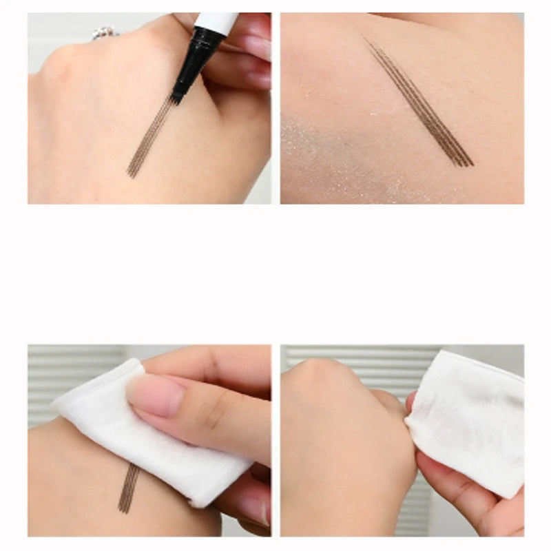 Pro 2IN1 double extrémité étanche 4 fourchettes pointe sourcil Eyeliner stylo longue durée naturel brun liquide sourcils noir Eye Liner crayon