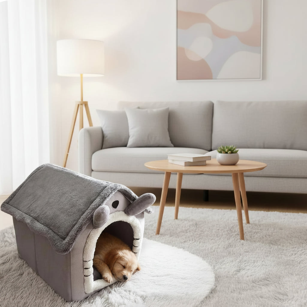 All-Season Pet House Bed – Warm & Washable Dog and Cat Cave Bed