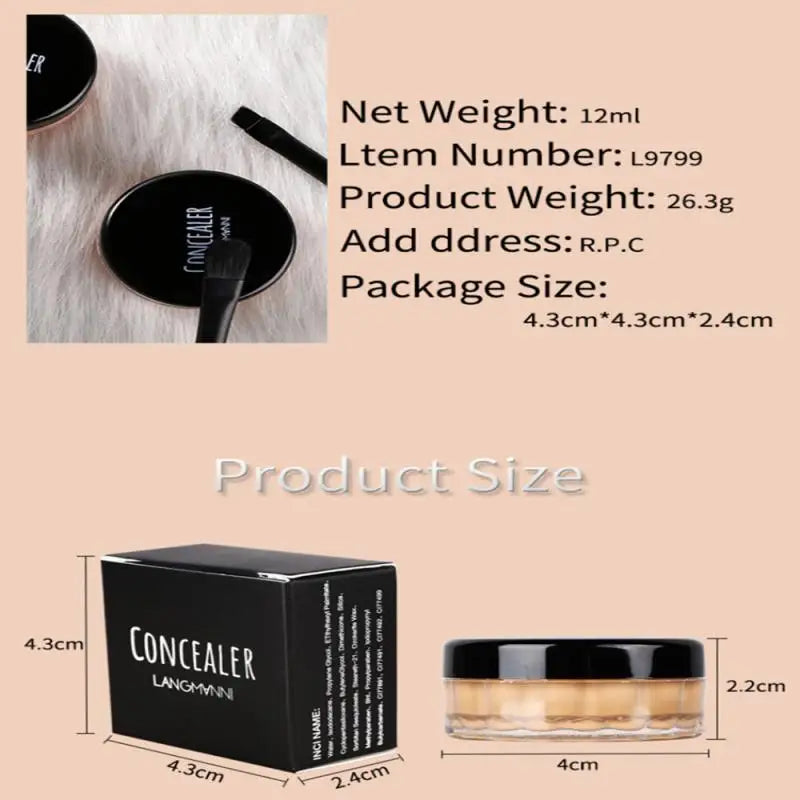 Crème Correctrice Fond de Teint 12 ml – Haute Couvrance, Anti-Cernes et Taches, Waterproof, Longue Tenue, Base de Maquillage pour le Visage