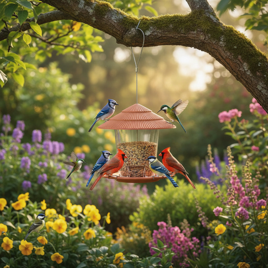 Hanging Bird Feeder – Multi-Port Outdoor Seed & Nut Feeding Station