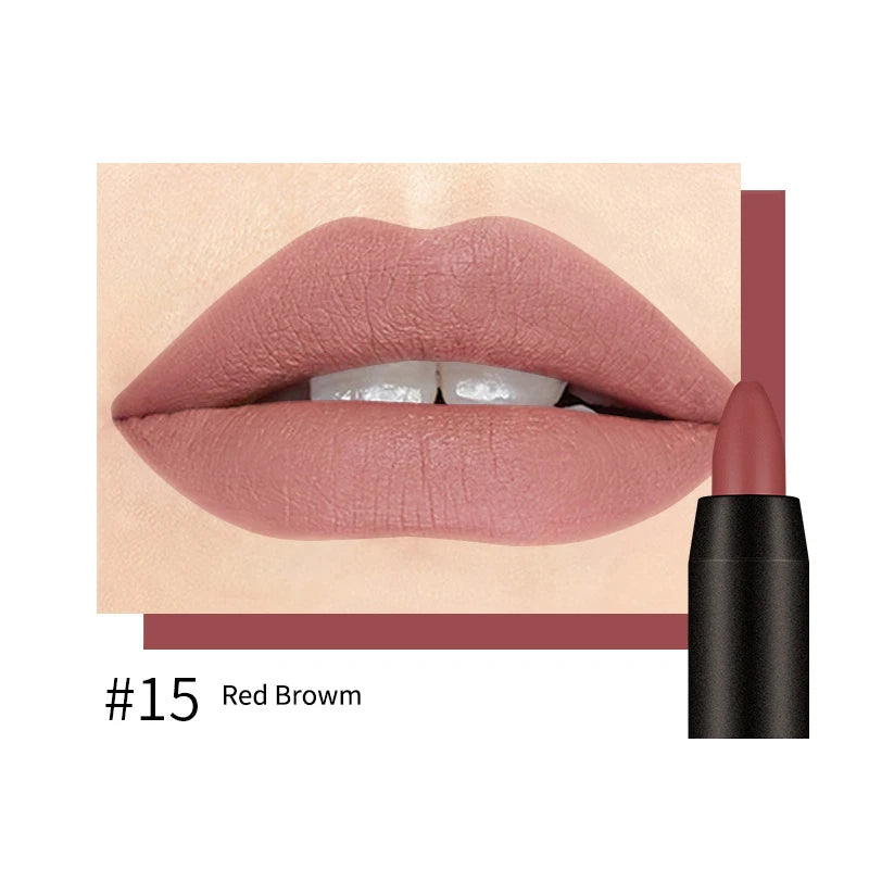 Set 19 Crayons à Lèvres Mat – Couleurs Sexy, Nude, Rotatifs, Longue Tenue, Crayon Contour des Lèvres, Outil Maquillage