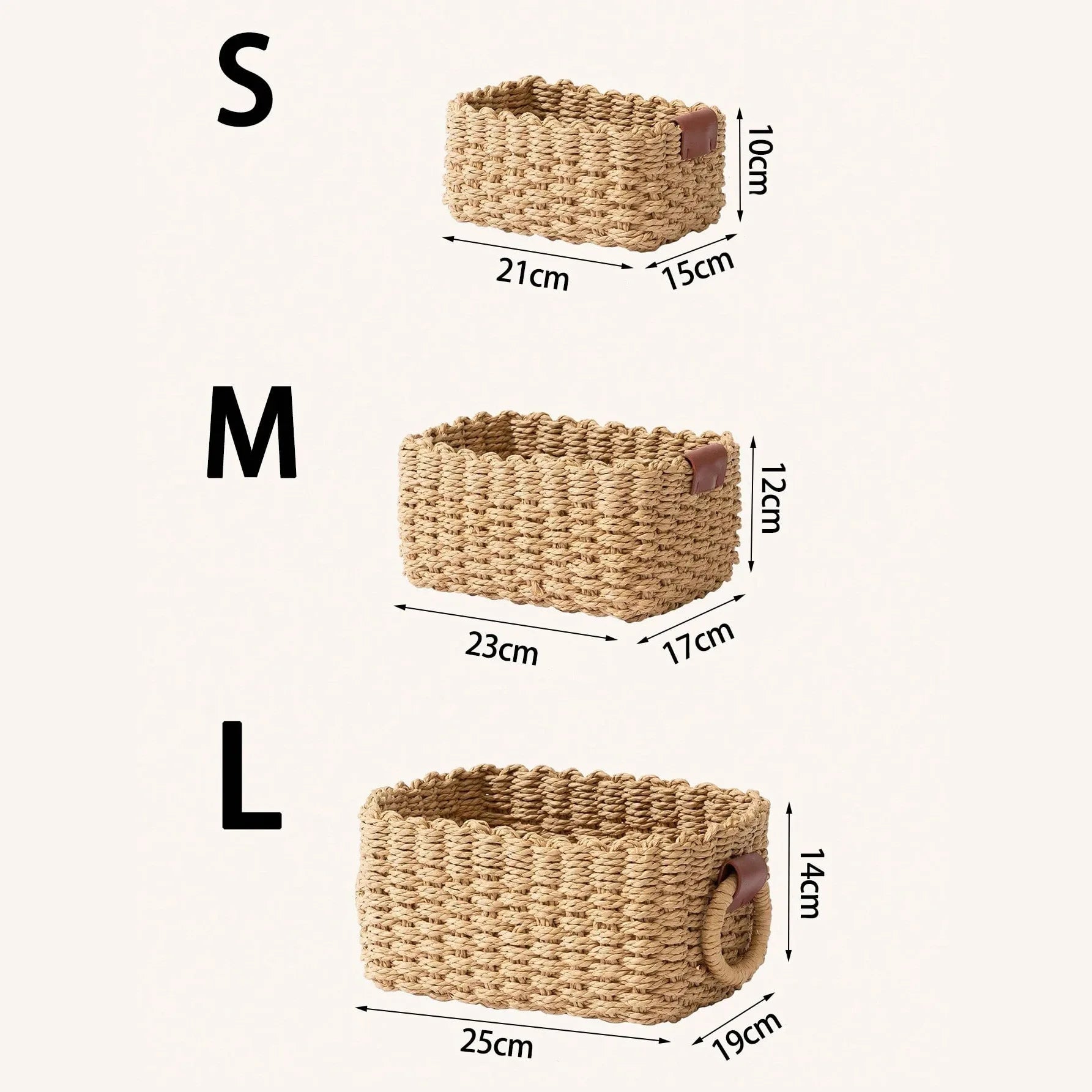 3PCS Woven Storage Basket Set – Decorative Rope Organizer Baskets with Handles