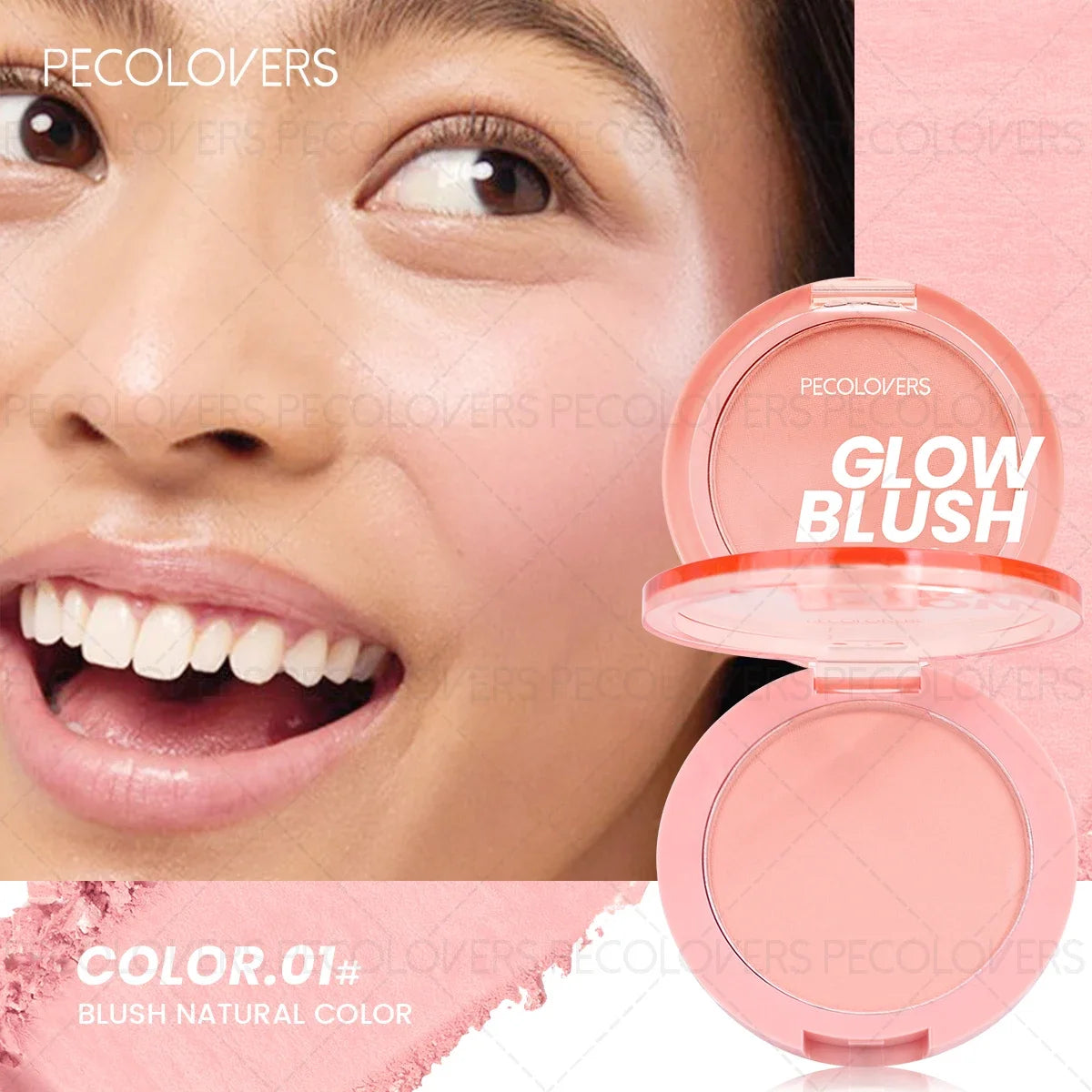 Palette de Blush 1 pièce — Résistante à l’Eau, Teinte Rose, Facile à Appliquer, Effet Maquillage 3D Naturel, Fini Mat, Nuances de Rouge