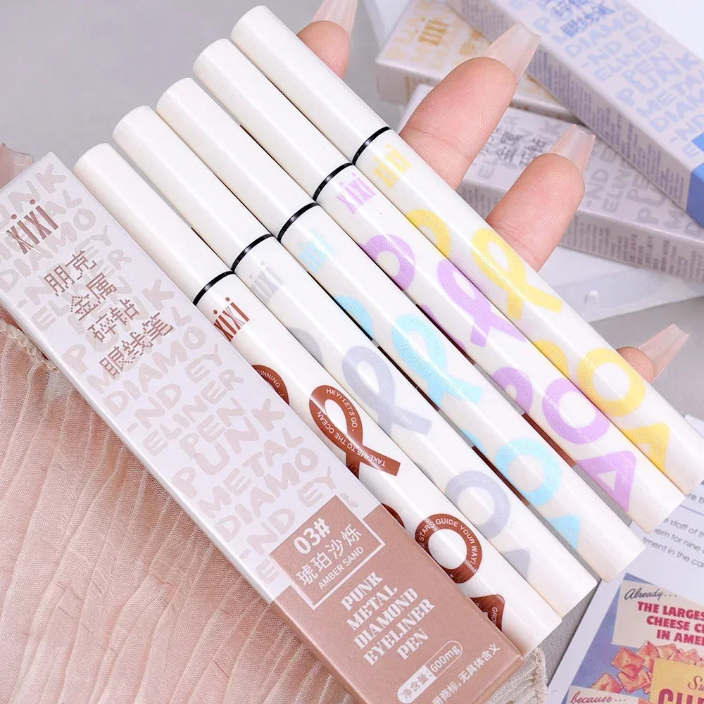 Eyeliner liquide violet nacré – paillettes diamant, waterproof, longue tenue, séchage rapide, effet brillant, fard à paupières soyeux