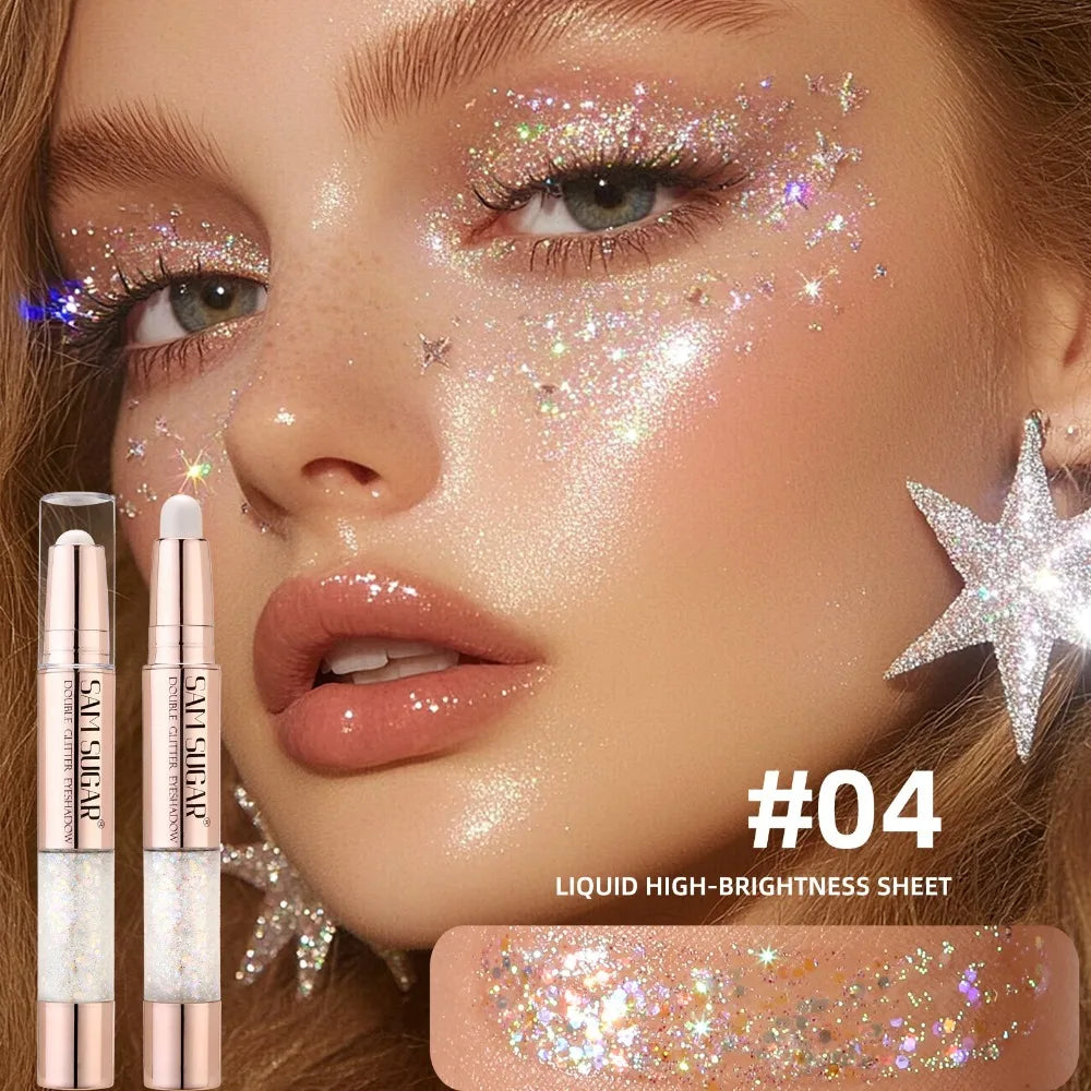 Crayon fard à paupières liquide double embout, nacré, contouring soyeux, scintillant, waterproof, longue tenue, maquillage fête