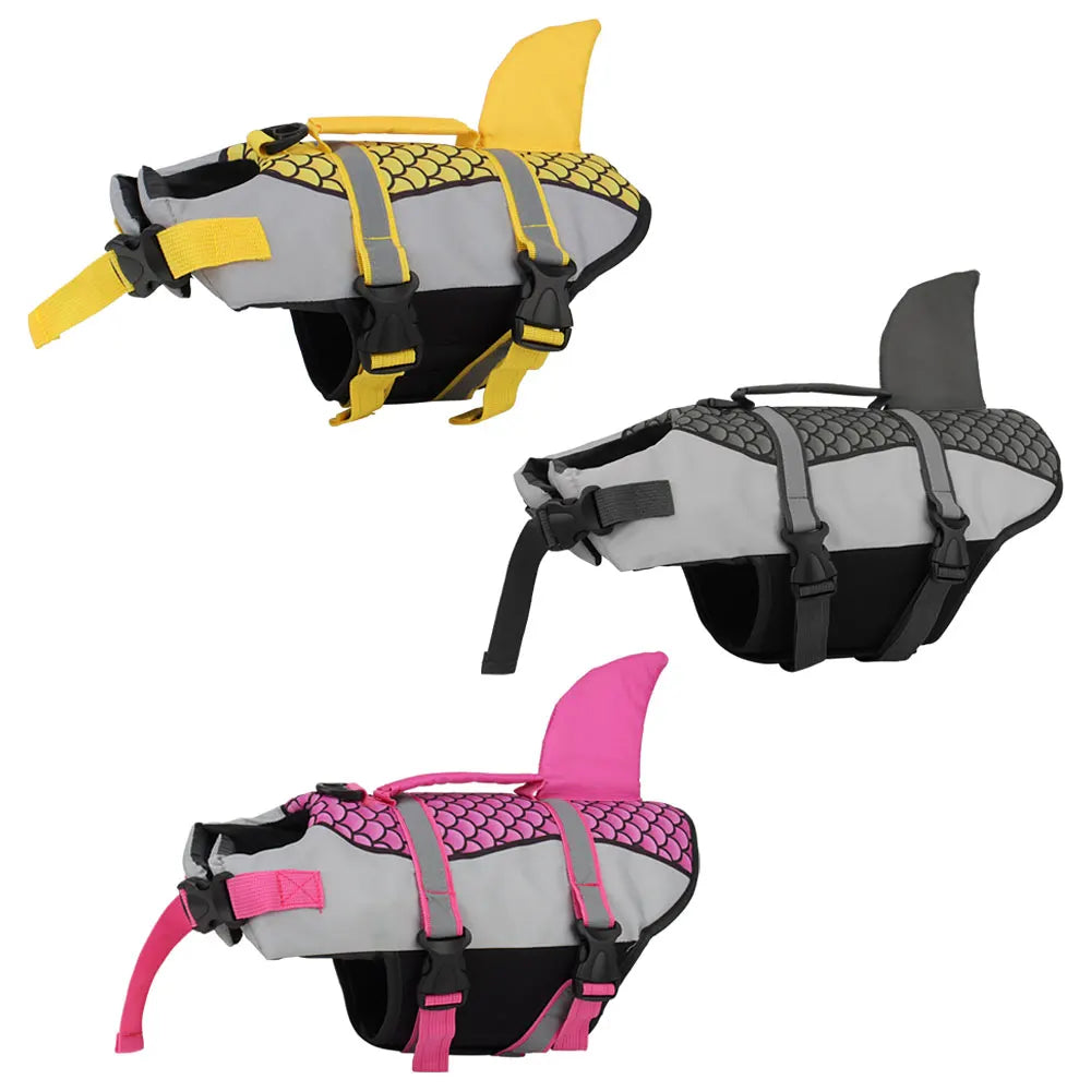 Shark Dog Life Jacket – Adjustable Pet Swimming Vest with Rescue Handle