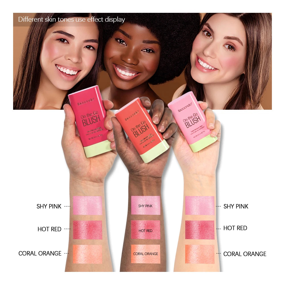 Blush crème rotatif haute intensité – Stick teinté hydratant, longue tenue naturelle – Waterproof, non transférable, teinte orange