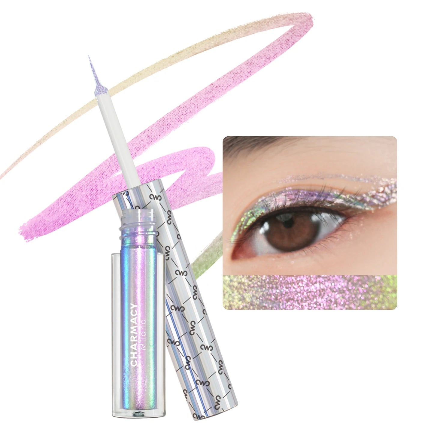 Eyeliner Liquide Duochrome Pailleté — waterproof, longue tenue, pointe ultra-fine, anti-bavures, maquillage des yeux