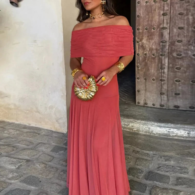 Robe Femme Sexy Sans Manches – Taille Haute, Sans Bretelles, Coupe Slim, Longue, Élégante avec Insertions en Mesh