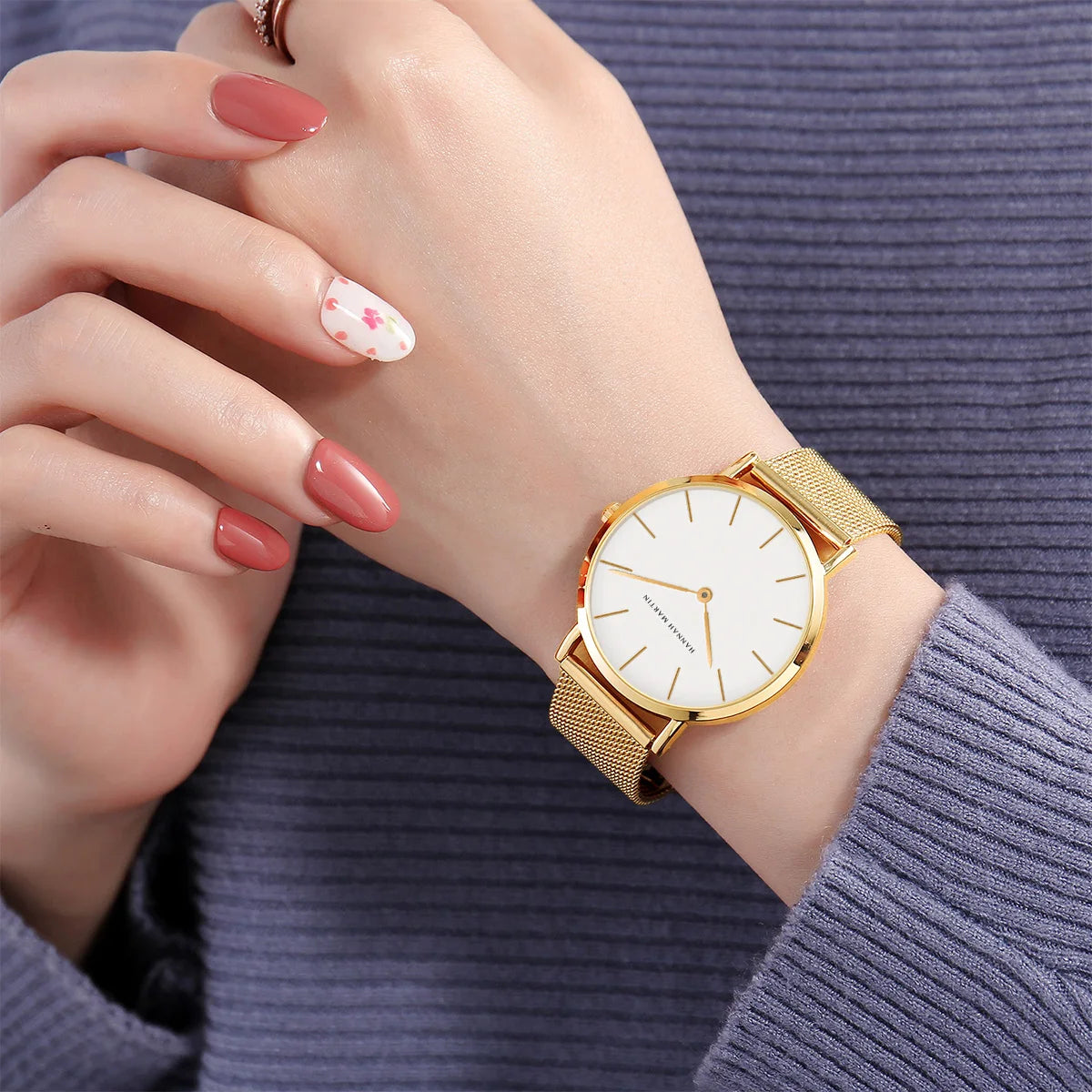 « Montre Femme – Quartz, Étanche, Doré Rose 36 mm »