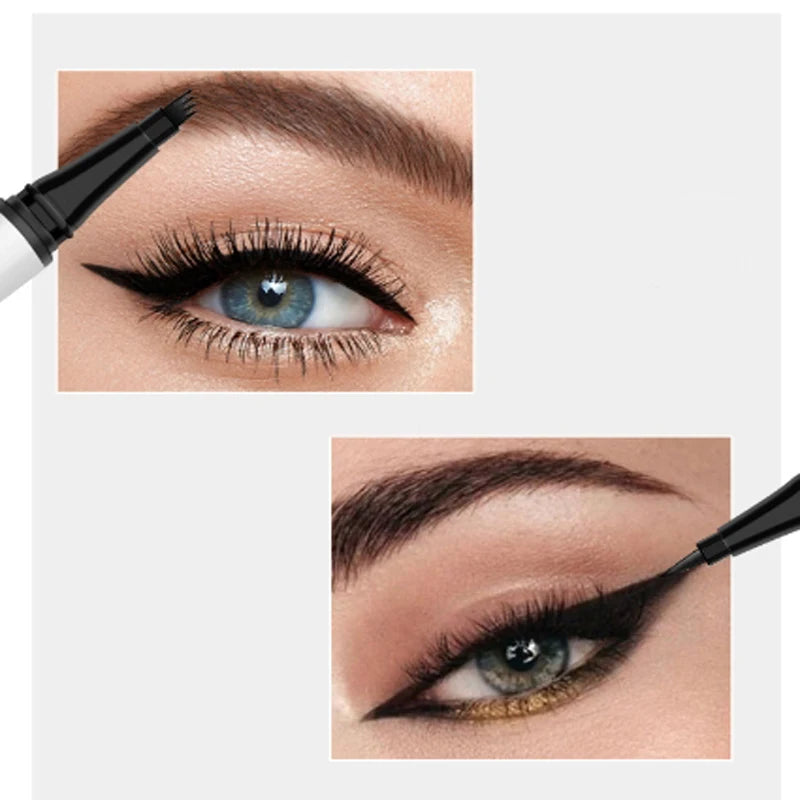 Pro 2IN1 double extrémité étanche 4 fourchettes pointe sourcil Eyeliner stylo longue durée naturel brun liquide sourcils noir Eye Liner crayon