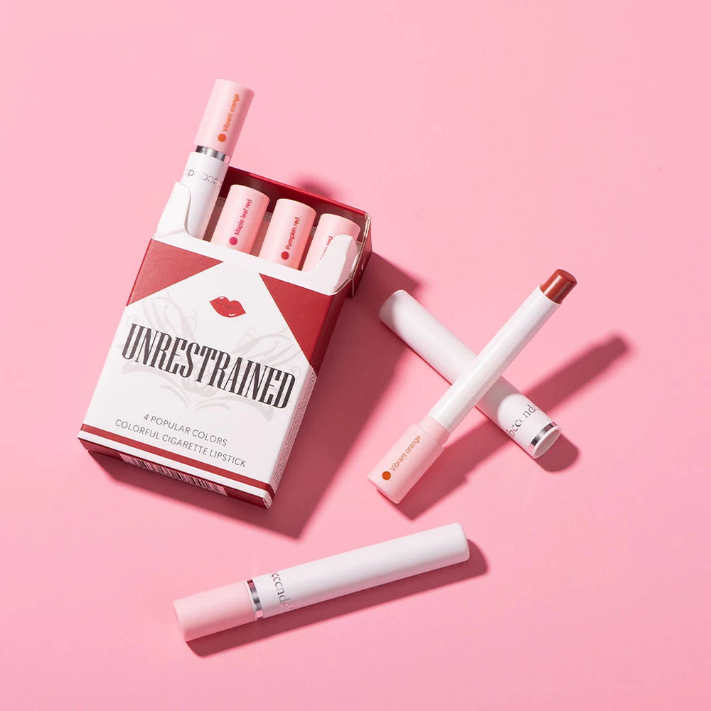 Coffret “Colors Cigarettes” 4 rouges à lèvres – Tenue longue durée et waterproof | Finition mate et transparente | Idéal comme cadeau de Saint-Valentin