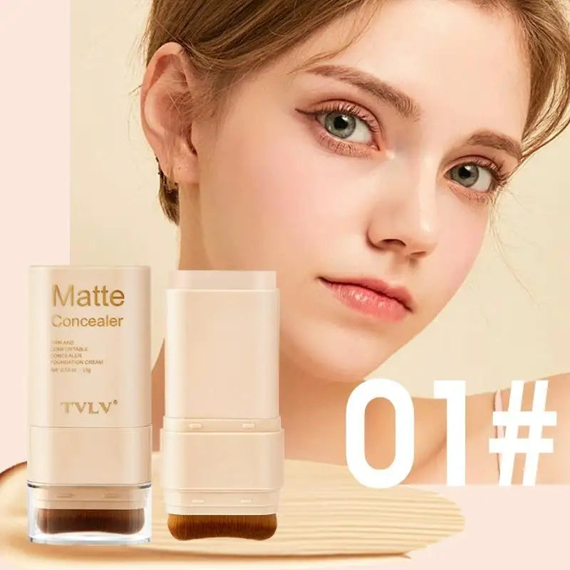 Stick maquillage double embout 2 en 1 – Fond de teint et correcteur mat, outil lisse pour le visage