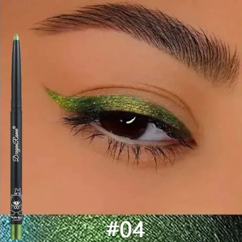 Stylo Gel Eyeliner caméléon, imperméable, brillant, chromé, ombre à paupières, crayon à paillettes, perle, vert, or, couché, ver à soie, maquillage pour les yeux