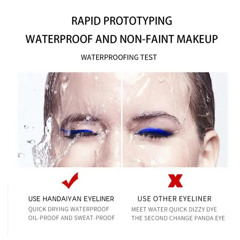 Eyeliner Néon UV — stylo liquide waterproof, fini mat, couleurs vives jaune, rouge et violet, maquillage yeux