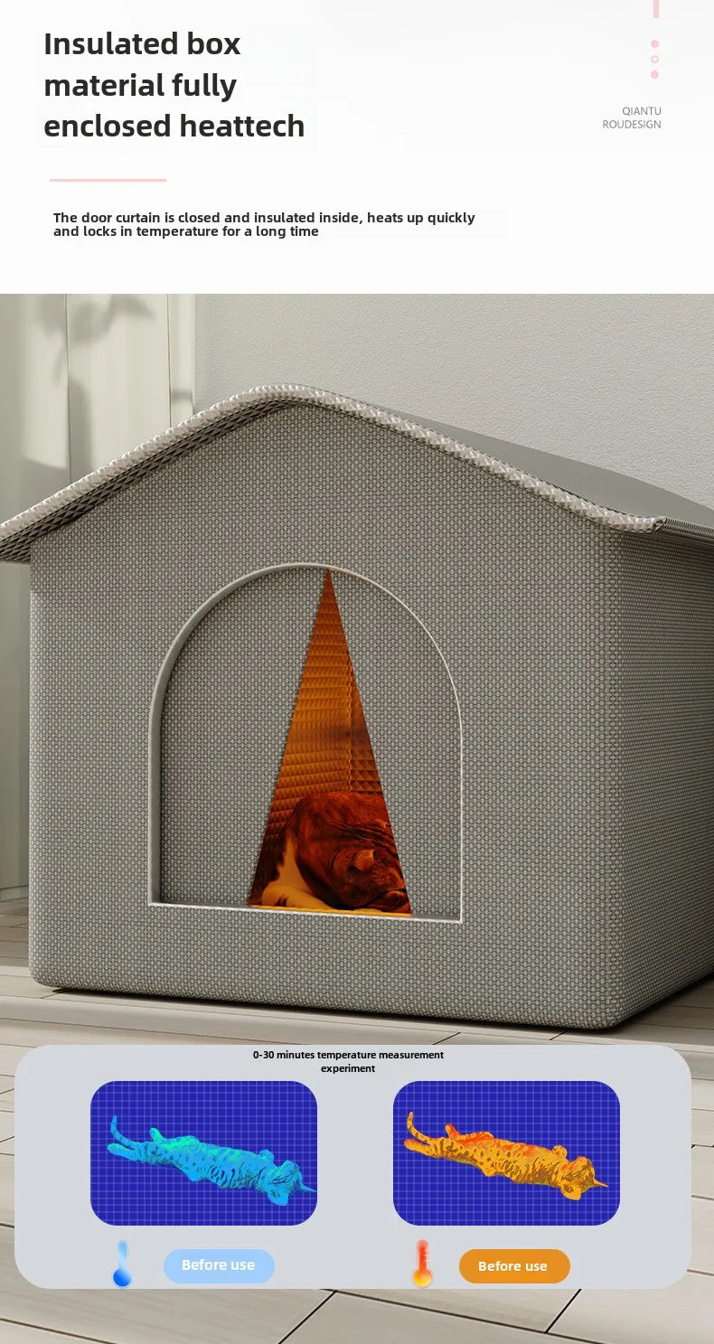 Waterproof Outdoor Pet House – Foldable Warm Shelter for Cats & Small Dogs