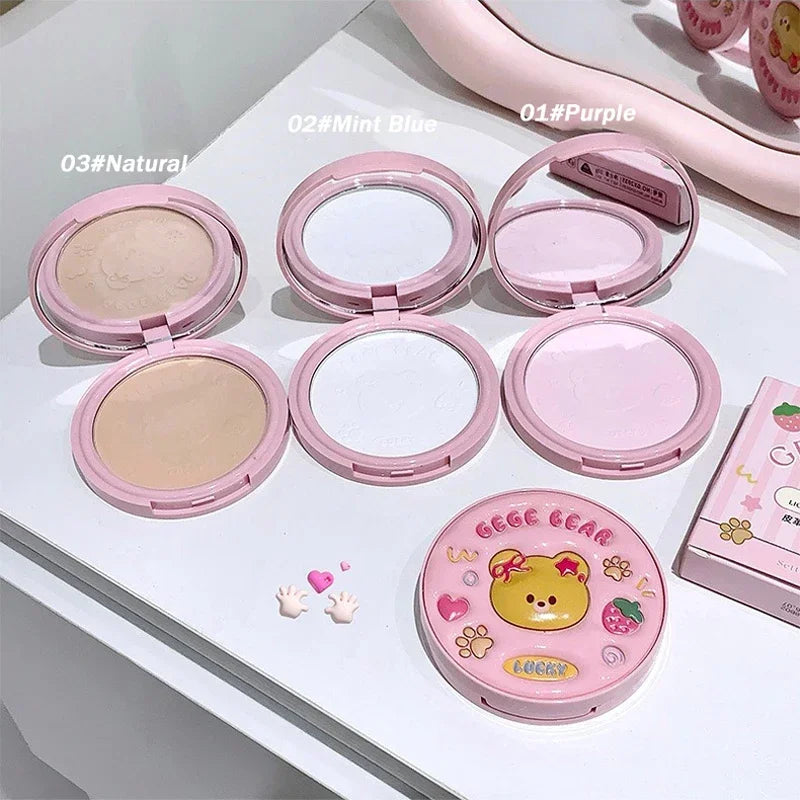 Poudre compacte embossée mate naturelle — poudre correctrice pour le visage, contrôle du sébum, poudre fixante translucide, maquillage professionnel