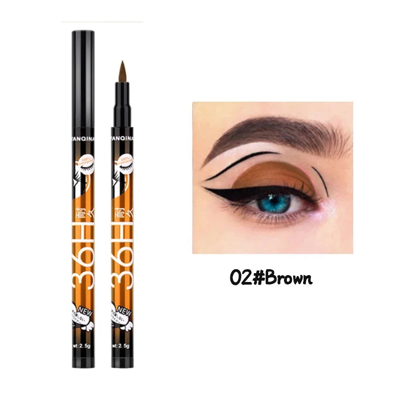 Eyeliner Liquide Noir 36H — séchage rapide, waterproof, longue tenue, crayon lisse, ne bave pas, maquillage yeux