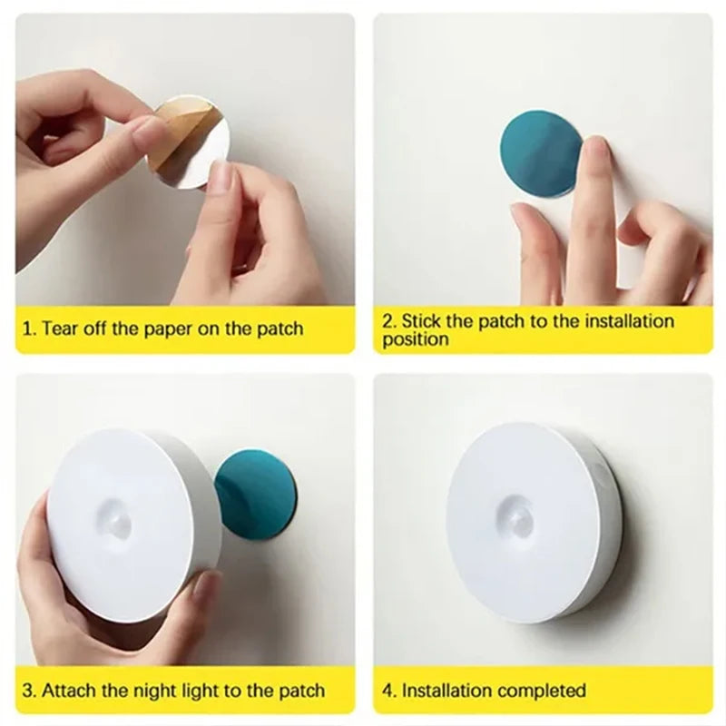 PIR Motion Sensor LED Night Light – USB Rechargeable Wireless Closet & Cabinet Lamp
