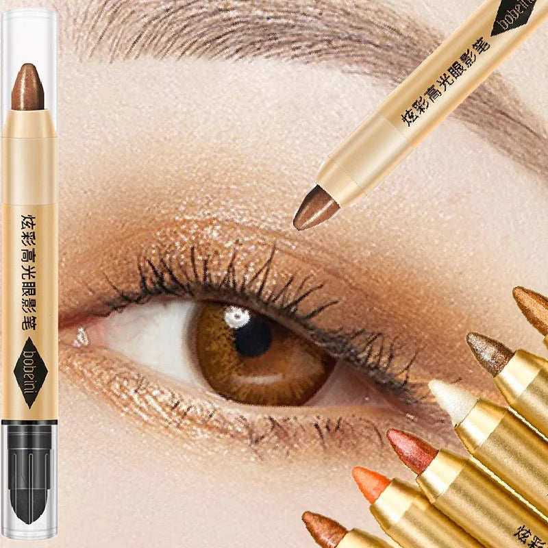 Crayon fard à paupières double embout pailleté, illuminateur, fard à paupières mat, maquillage éclatant, eyeliner