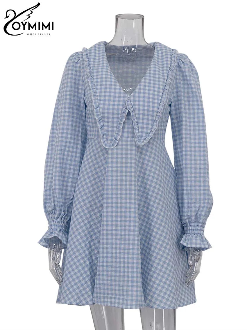 Robe Mini Femme Imprimée – Col V, Manches Longues, Coupe Large, Style Streetwear