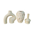 3-Piece Boho Ceramic Vase Set – Modern Donut & Geometric Decorative Vases