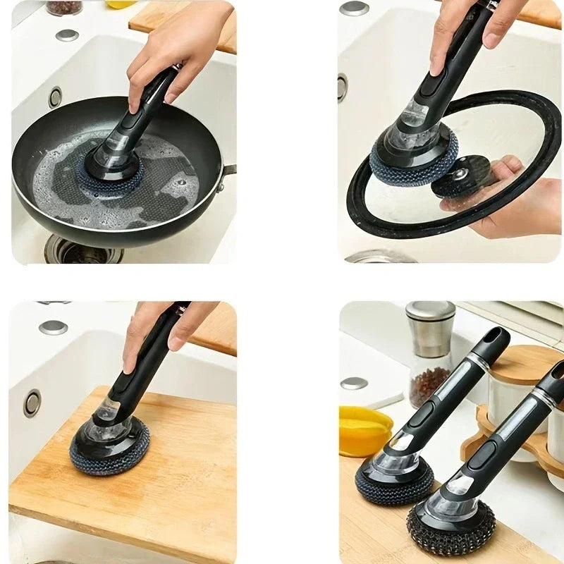 Dish Brush with Soap Dispenser – Long Handle Kitchen Scrub Brush