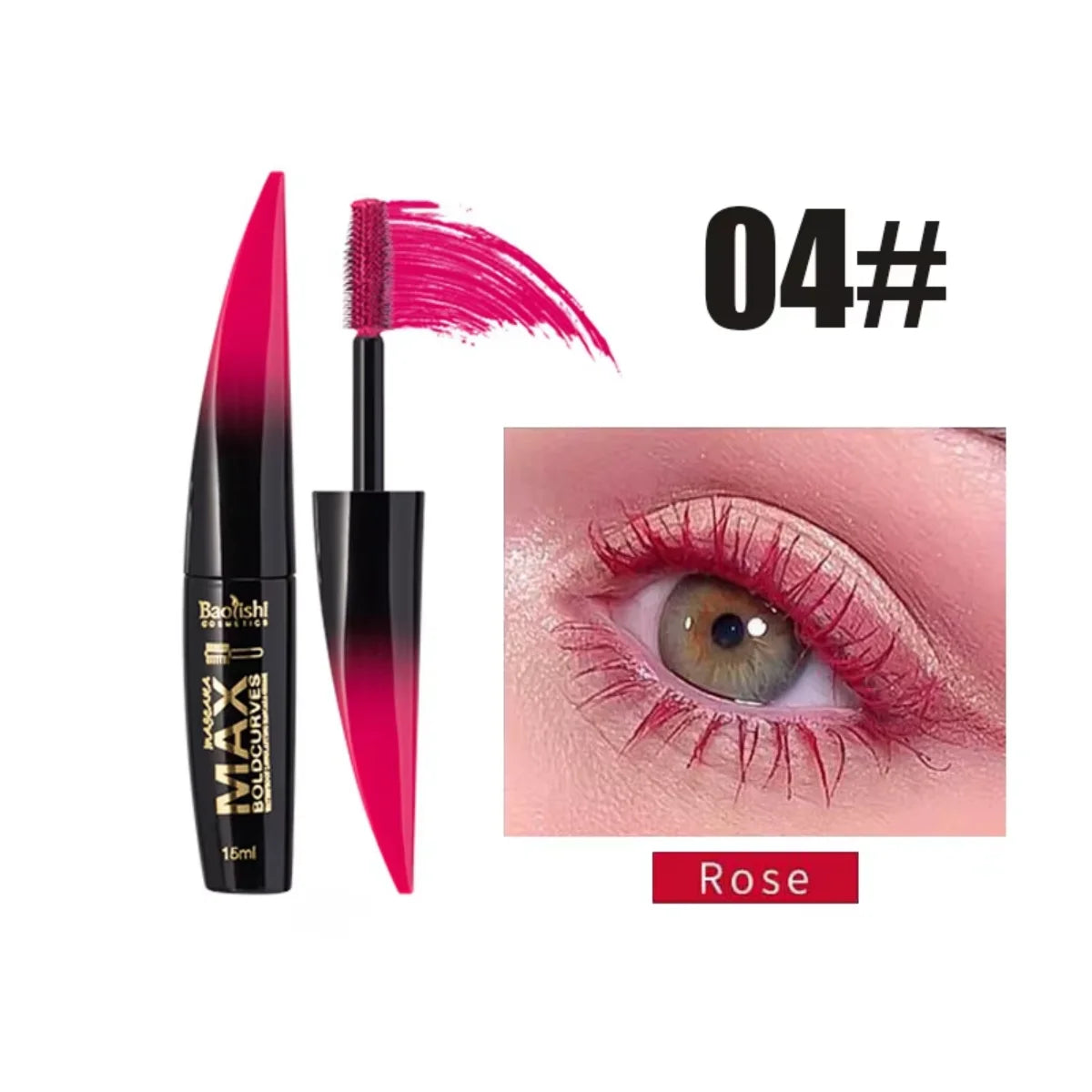 Mascara 6 couleurs grosse brosse épais et recourbant facile à appliquer waterproof longue tenue portable