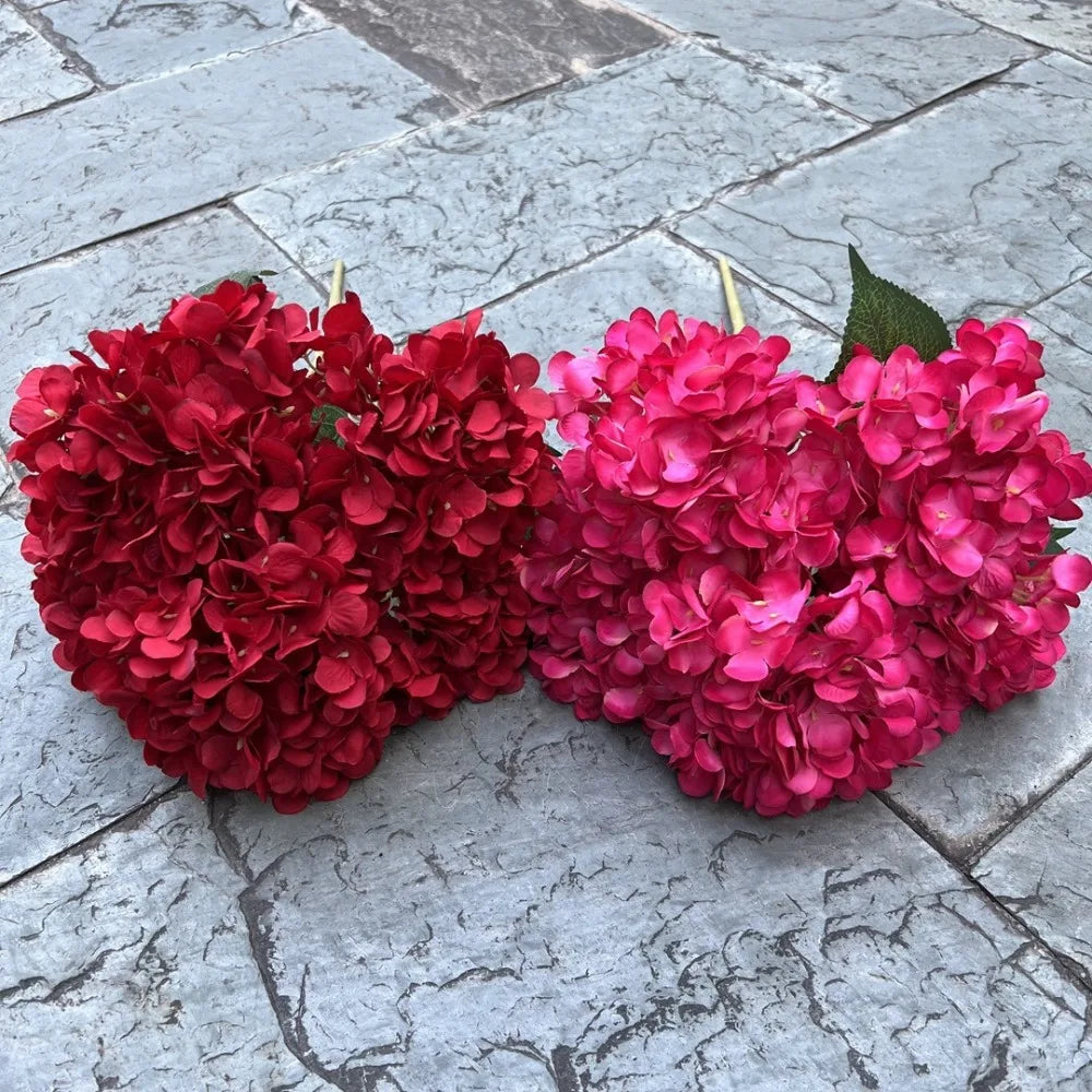 5-Head Artificial Hydrangea Flowers – Large Silk Floral Bouquet for Décor