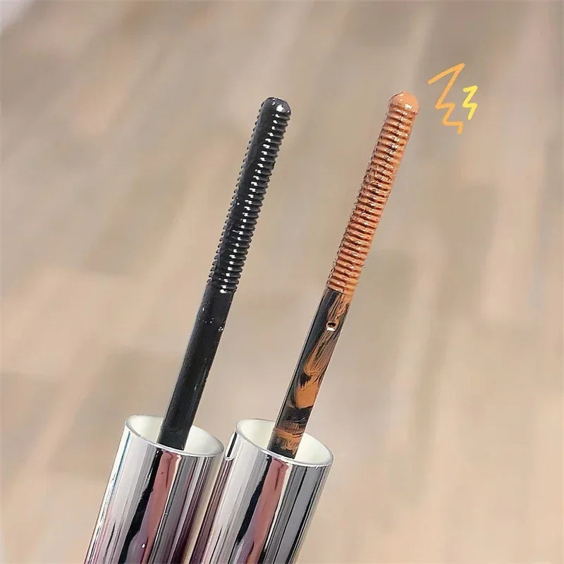 Mascara fibres de soie brosse ultra-fine allongeant et recourbant cils brun et noir waterproof longue tenue séchage rapide