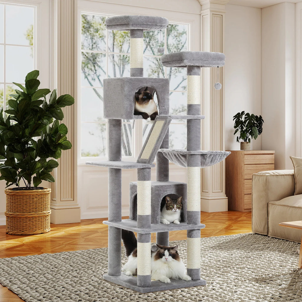Multi-Level Cat Tree Tower – Cat Condo, Hammock & Scratching Activity Center