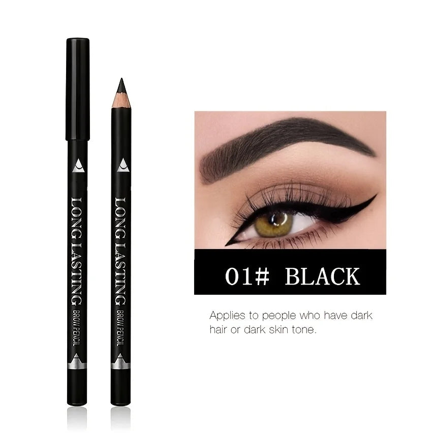 Crayon 2 en 1 à Manche en Bois – Eyeliner et Sourcils Étanche, Résistant à la Transpiration, Convient à Tous Types de Peau, Outil Cosmétique Polyvalent