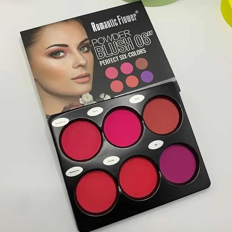 Palette de blush 6 couleurs – Grande palette pour contour naturel et maquillage, ombre à paupières, finition mate – Maquillage longue tenue et correcteur