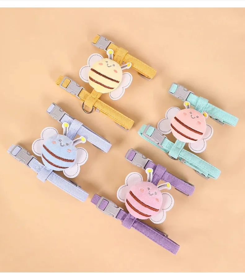 Cartoon Bee Pet Harness & Leash Set – Adjustable Vest for Cats & Small Dogs