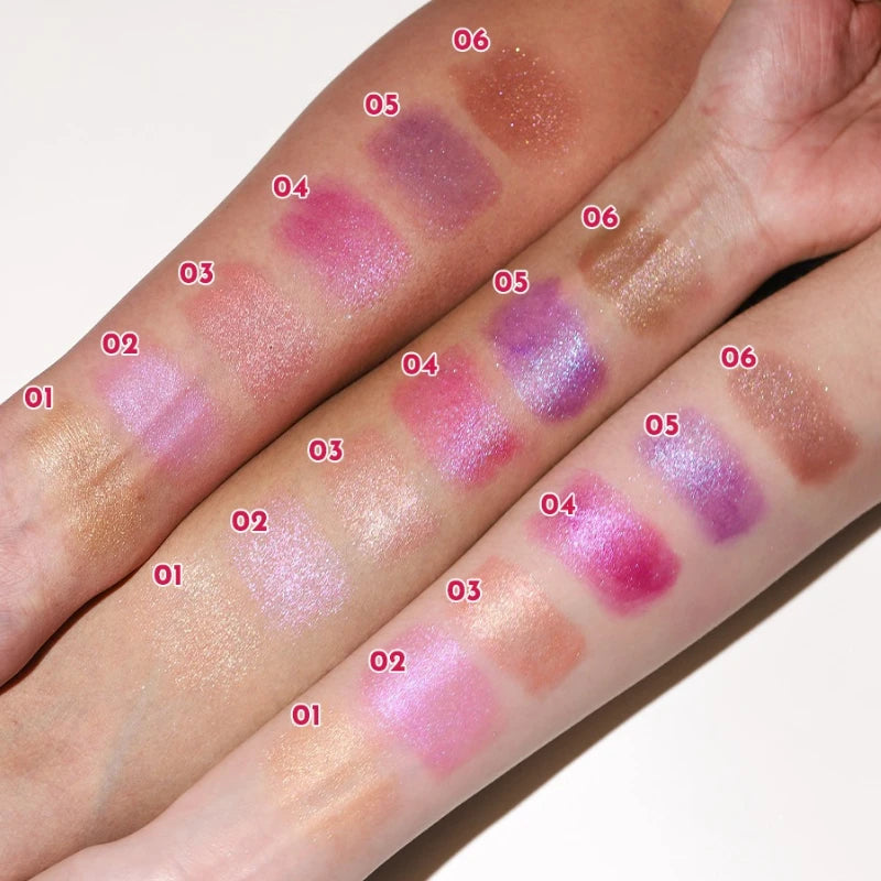 Rouge à lèvres pailleté caméléon — Multi-usage pour lèvres et paupières | Fini nacré violet, rose et métallique | Gloss et rouge à lèvres polyvalent pour maquillage éclatant