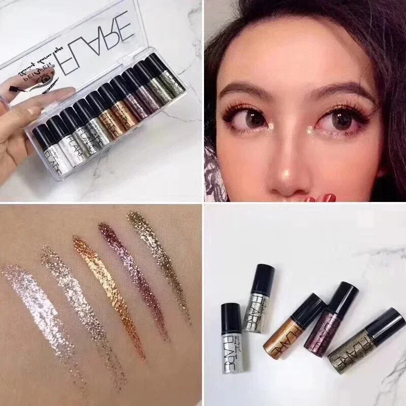 Eyeliner waterproof brillant effet diamant, fard à paupières pailleté argenté, or rose et sequins, maquillage et cosmétiques de beauté