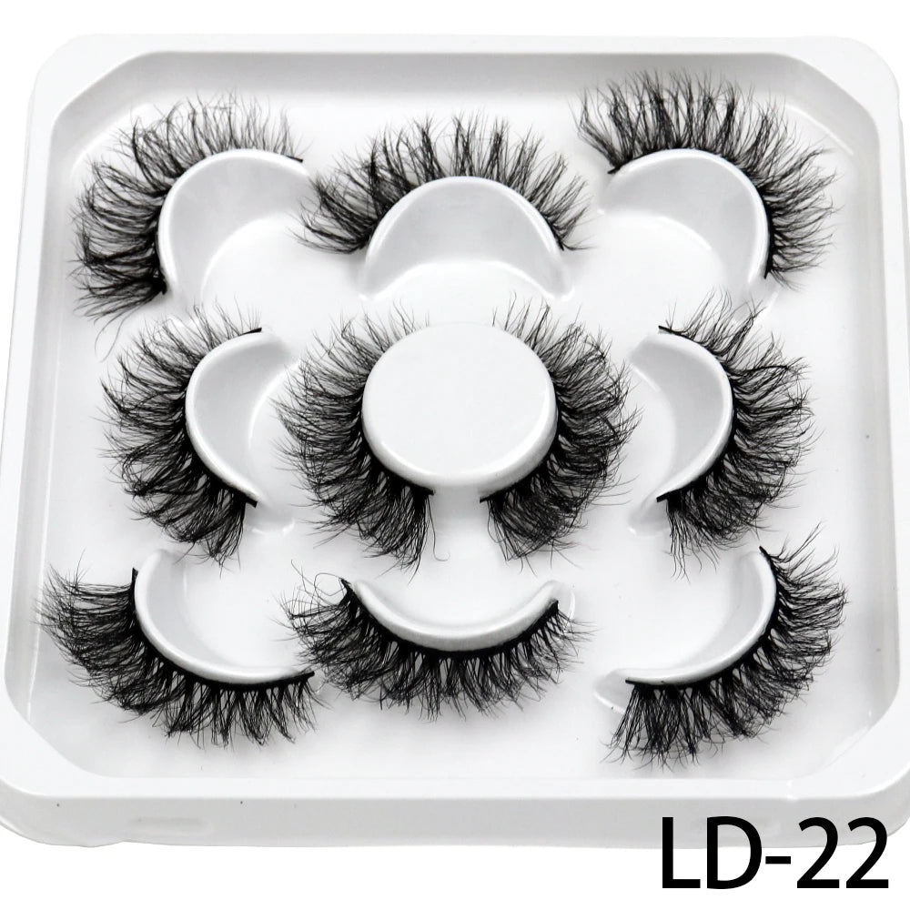 5 paires de cils en vison 3D – 25 mm, rouleau russe volumineux, faux cils naturels et dramatiques – Outils de maquillage, vente en gros