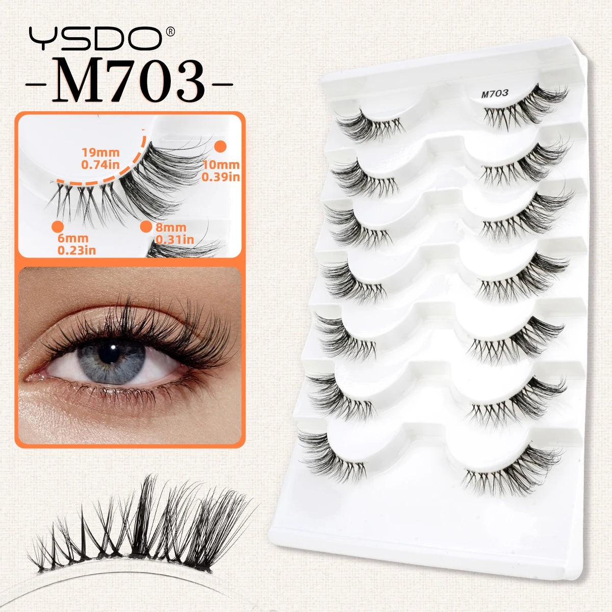 3 à 7 paires de cils en vison synthétique – Faux cils faits main, naturels et nude, effet croisé et désordonné – Cils 3D bouclés pour maquillage