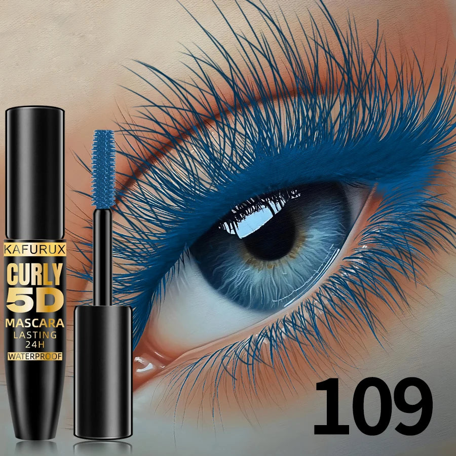 Mascara 5D fibres de soie 9 couleurs grands yeux waterproof allongeant anti-transpiration longue tenue violet, vert, noir maquillage coréen