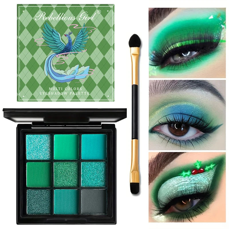 Palette fards à paupières 9 couleurs pailleté perlé mat longue tenue pour femme