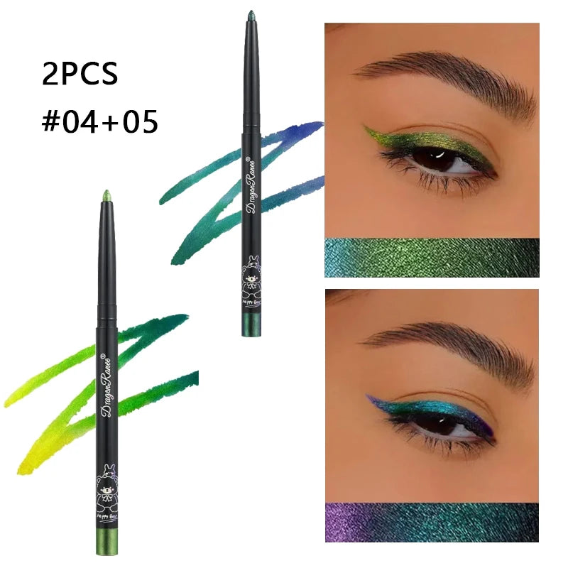 Stylo Gel Eyeliner caméléon, imperméable, brillant, chromé, ombre à paupières, crayon à paillettes, perle, vert, or, couché, ver à soie, maquillage pour les yeux