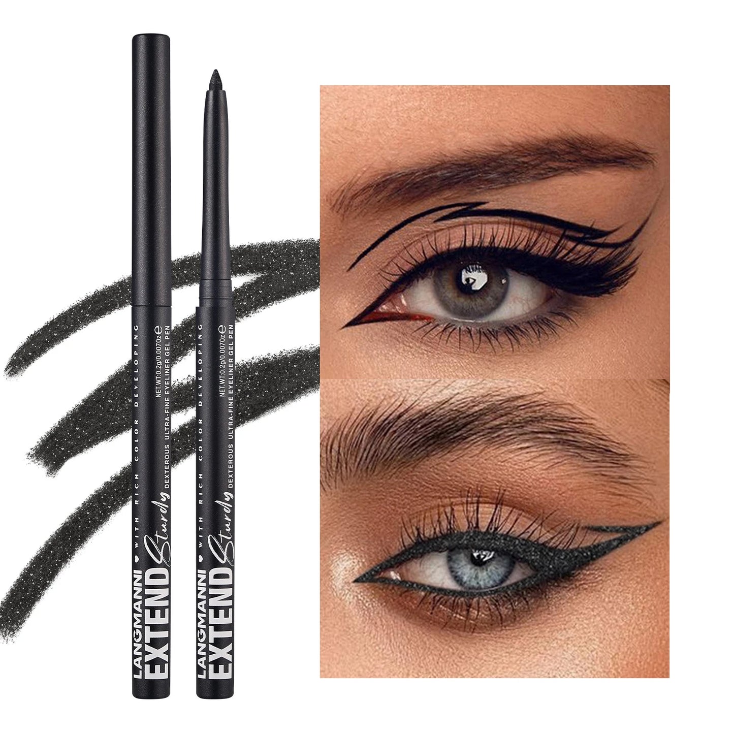 Crayon Eyeliner Gel Mat Pailleté — bleu et violet, lisse, waterproof, séchage rapide, longue tenue, maquillage des yeux